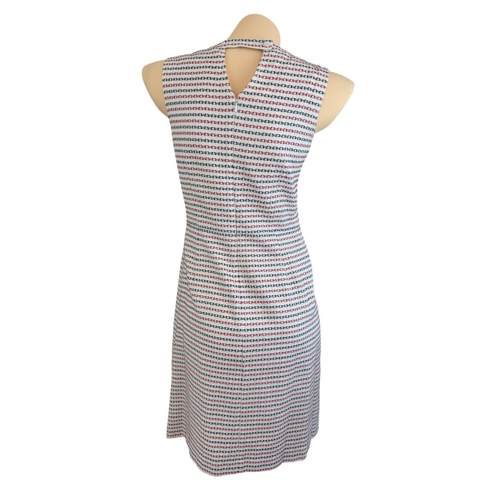 Preppy Mod Brooks Brothers White Red Blue Tweed Sleeveless Shift Dress Size 0 - Picture 2 of 11